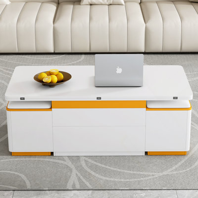 Lift-Top Coffee Table With Storage Stools, Modern Center Table With Foldable Top, Multi-Functional Adjustable Coffee Table For Living Room
