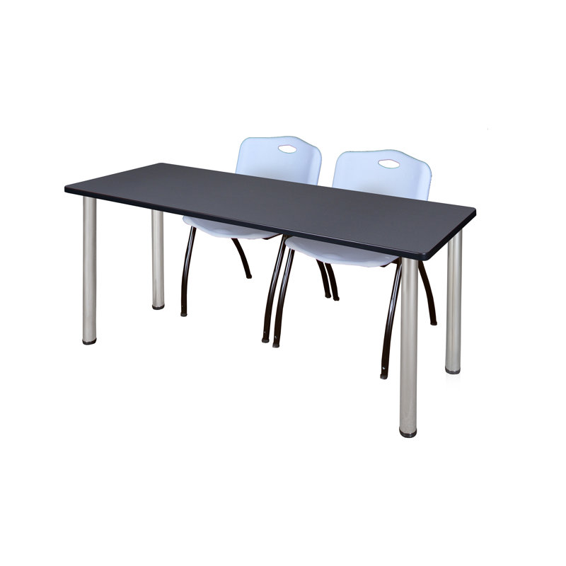 Plateau de table Kee et chaises empilables 2 M, Gris, Chrome, Gris