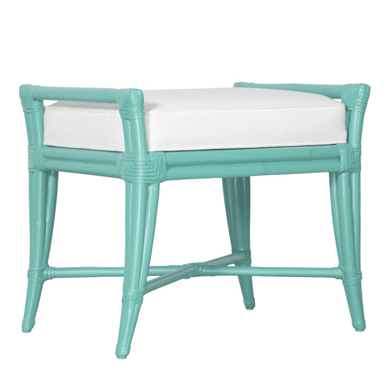 Malacca Upholstered Bench, Seaglass