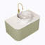 Meuble-lavabo de salle de bain 30 po avec lavabo, meuble de rangement mural à bordures courbes et flottantes avec tiroir, lavabo rond en céramique blanc avec motif de pierre, pré-assemblé, couleur vert clair-1983995914-1983995912