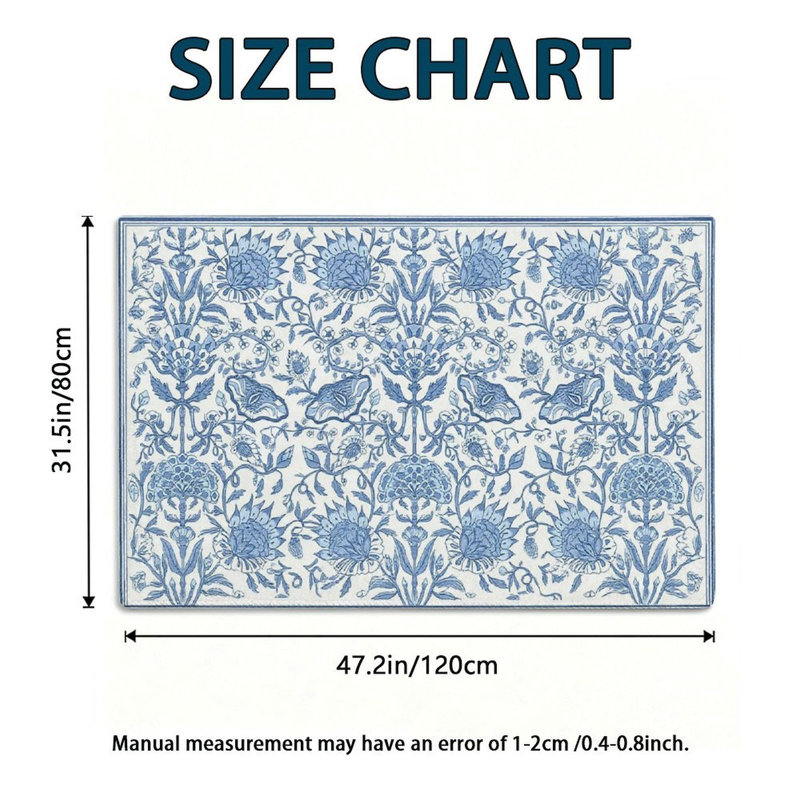 Tapis d'entrée bleu antidérapant pour chambre à coucher 47 x 31 po