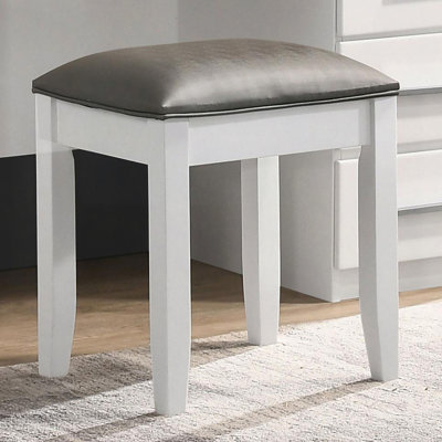 Tabouret de coiffeuse blanc brillant avec siège rembourré