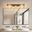 Luminaire de meuble-lavabo de salle de bain moderne en cristal 5 lumières au fini noir sable et abat-jour en cristal transparent K9 pour installation sur miroir
