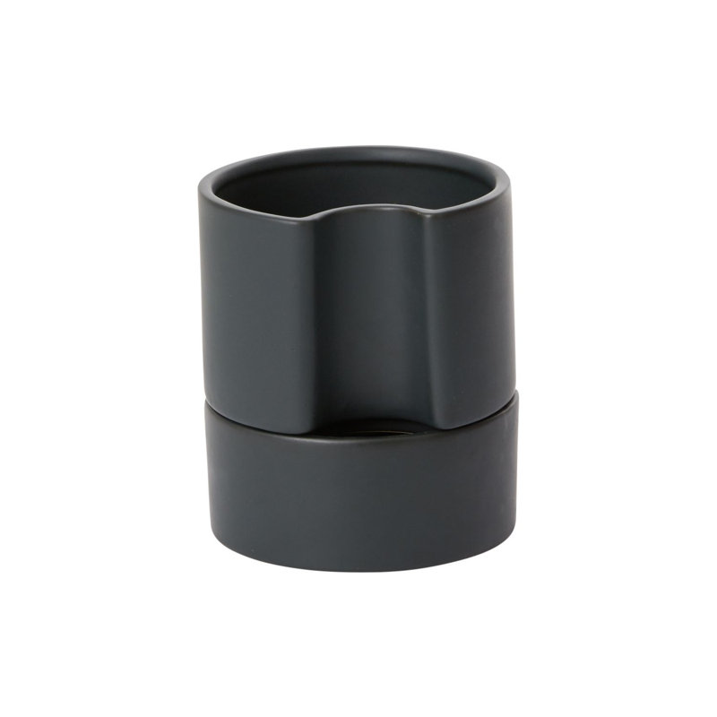 Black Ceramic Self-Watering Planter with Saucer