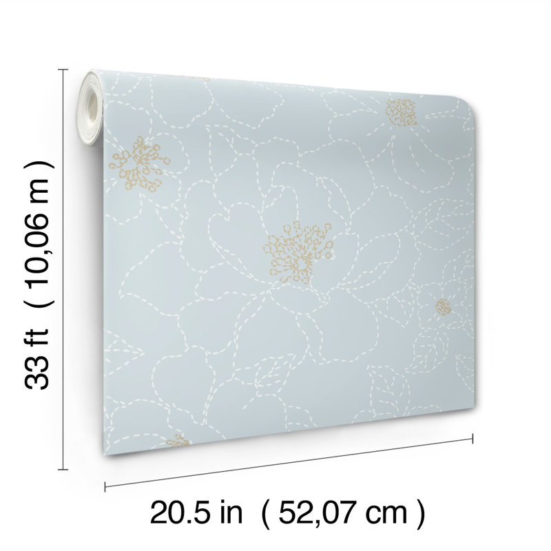 Camariya Floral Metallic Wallpaper Double Roll, Sky Blue