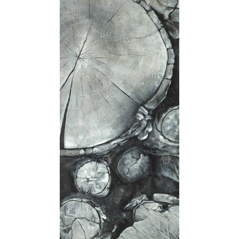 Bûches texturées en bois - reproduction encadrée matte pour la décoration intérieure, H 48 po x l 24 po, Argent argent