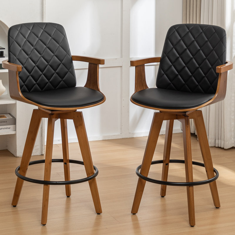 Sitaram Swivel Stool, Black, Bar Stool (30.37” Seat Height)