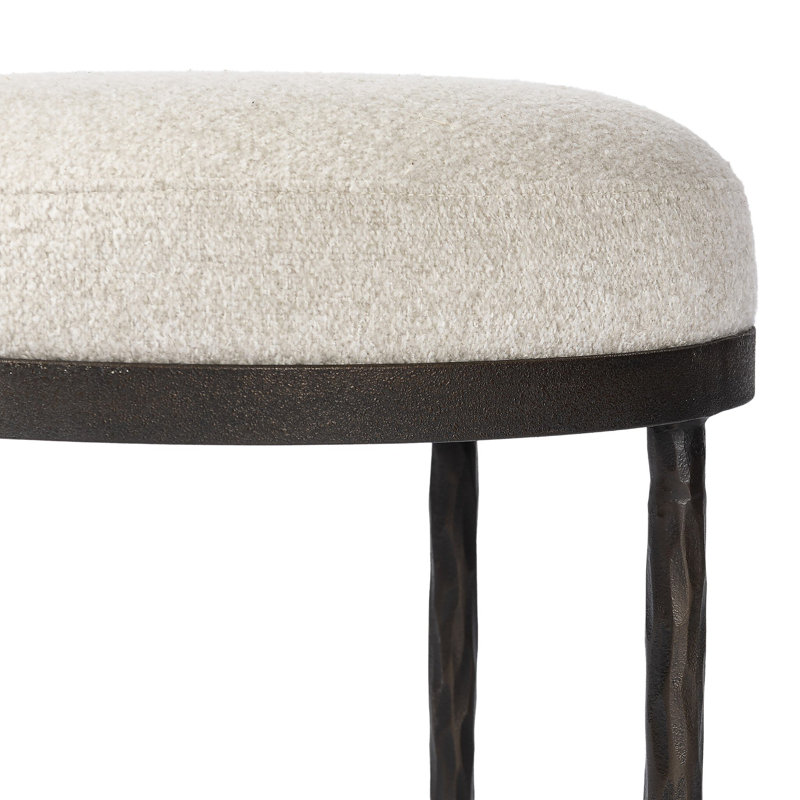 CORINNE Upholstered Accent Stool, Crete Pebble Polypropylene