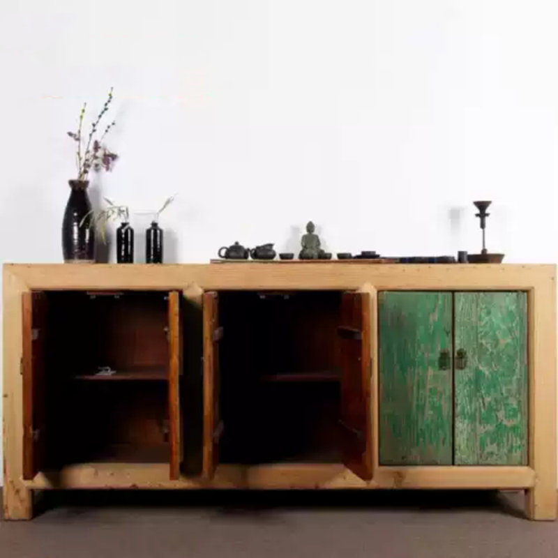 Buffet classique de style rétro, Vert / bois robuste