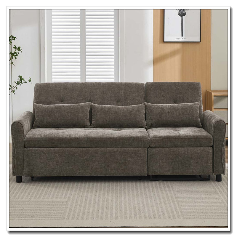 Canapé-lit escamotable en tissu 82 po Chenille, Gris foncé