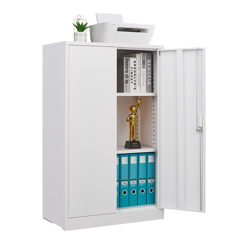 Armoire de rangement pliante en acier blanc avec serrure et tablettes réglables, classeur verrouillable pour bureau à domicile