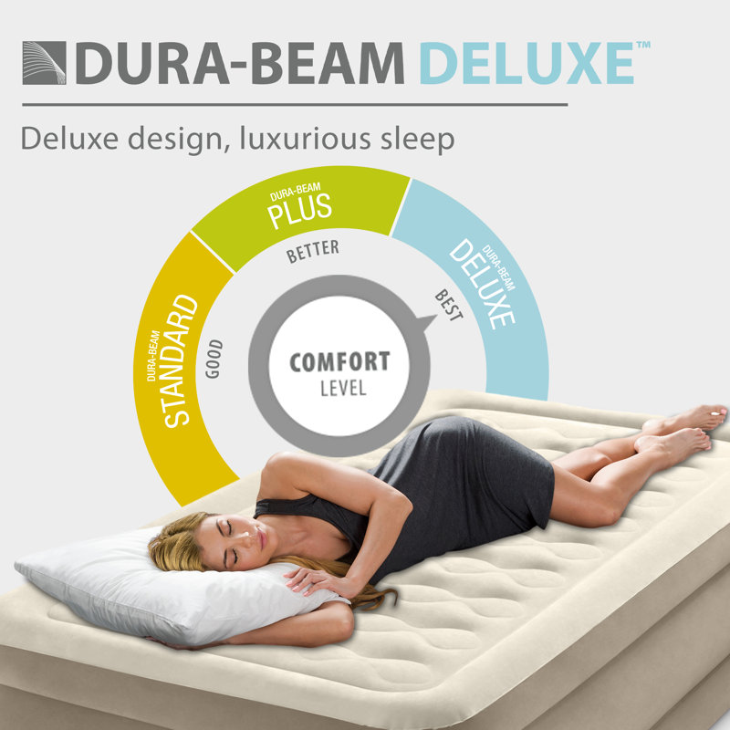 Intex Ultra Plush Fiber Tech Airbed Mattress with Built in Pump, Twin