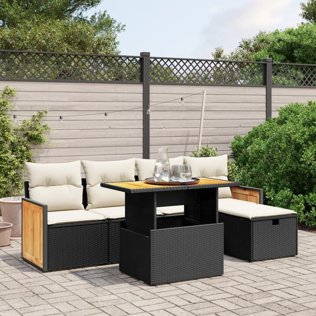 Vidaxl 6-Tlg. Garten-Sofagarnitur Mit Kissen Poly Rattan