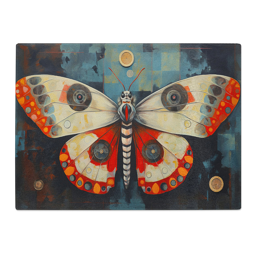 Moth Constructivism  Glass Chopping Board