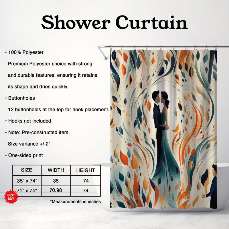 Caring Embrace - Rideau de douche Premium, H 74 po x l 71 po