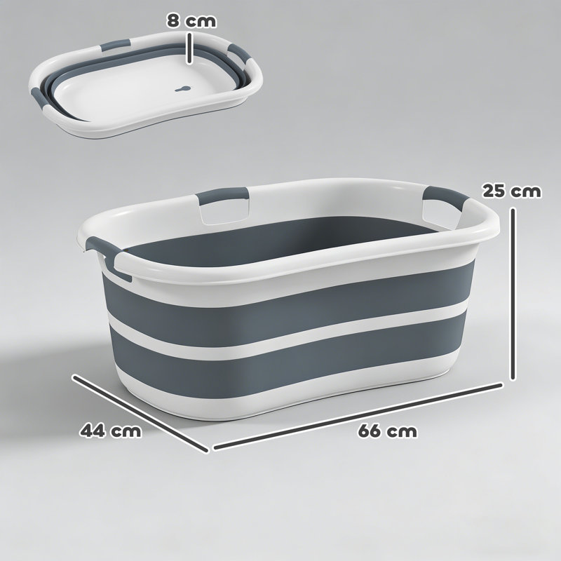 27L Dog Bath Tub Foldable Pet Bathtub with Drain Hole Grey