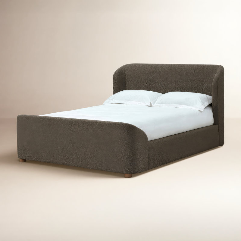 Kris Upholstered Platform Bed, Full / Double, Brown Boucle