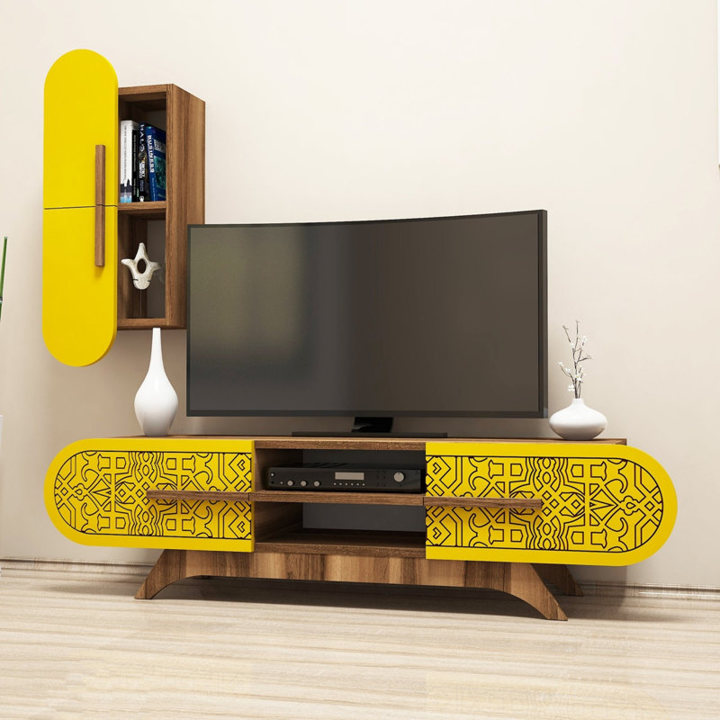 Shelese Unfinished Entertainment Centre for TVs up to 49", Walnut/Yellow