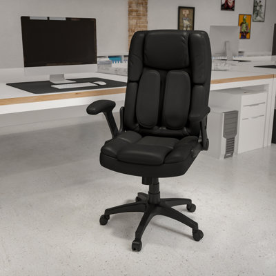 Extreme Comfort High Back Black Swivel with Flip-Up Arms Ergonomic Executive Chair by Flash Furniture