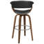 Élégant tabouret Mid-Century noir en noyer et pivotant avec siège rembourré en mousse et dossier ouvert. Fonction. Rempli. 18,51 pouces de largeur