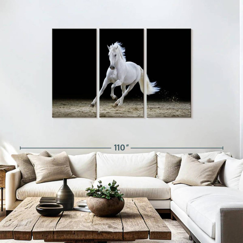 Brampt Galloping White Stallion, 48" H x 74" W