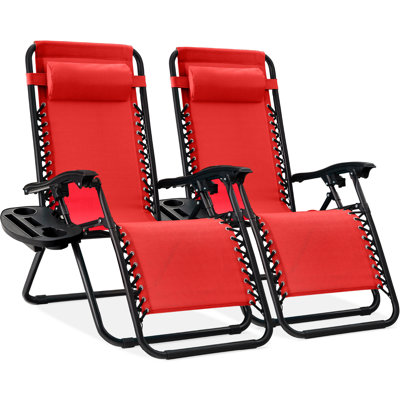 Nathen Zero Gravity Lounge Chair Recliners for Patio, Pool w/ Cup Holder Tray