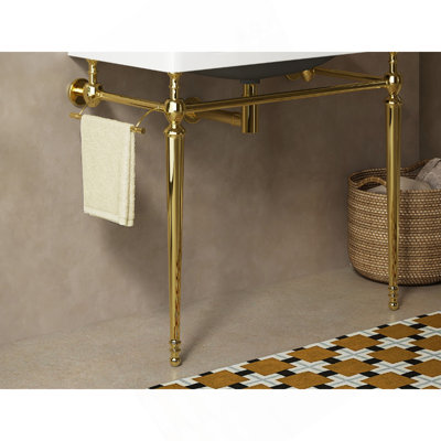 36" Freestanding Bathroom Console Iron Leg, NO Basin And Faucet, Gold