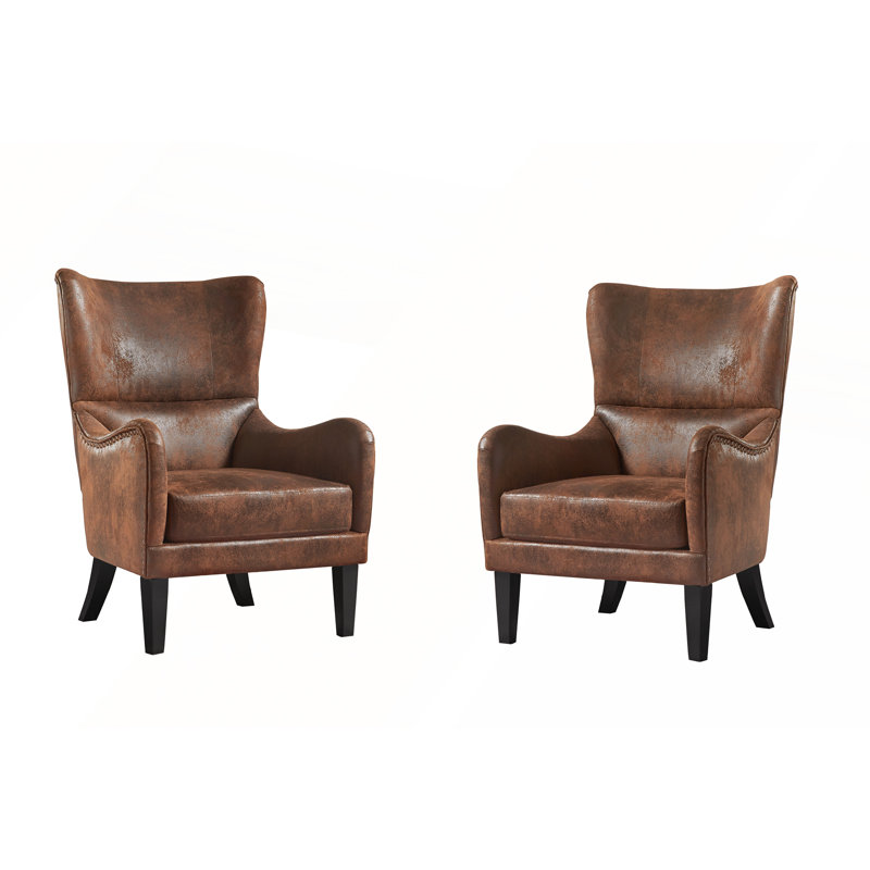 Studded Arm Chair Set, Elegant Wingback Design for Living Room, Study, and Bedroom Comfort