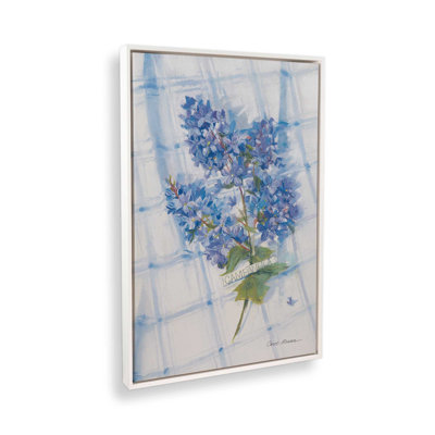 «Campanula on Linen» par Carol Rowan, reproduction d'art