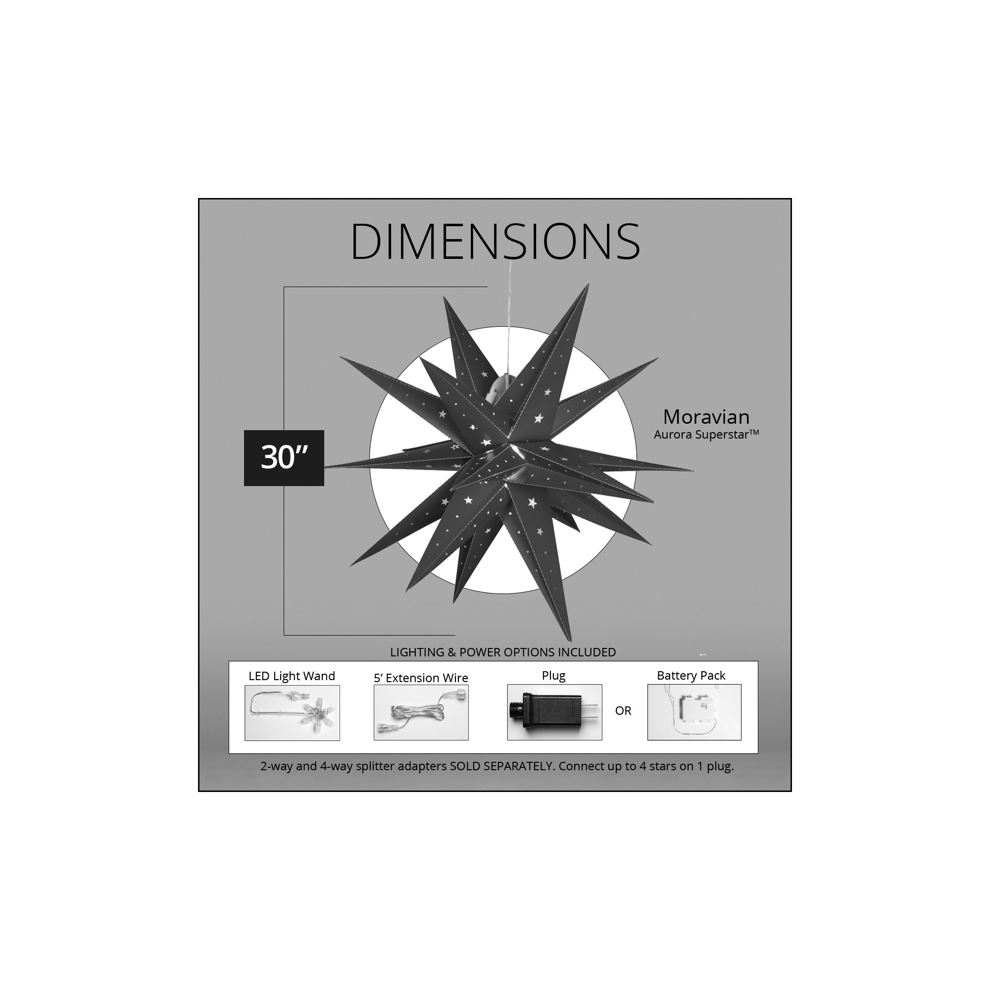 LED Lantern, Gray, 30" H x 30" W x 30" D