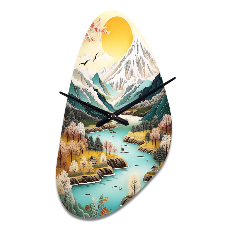 Horloge murale asymétrique en métal, neige, Moyenne
