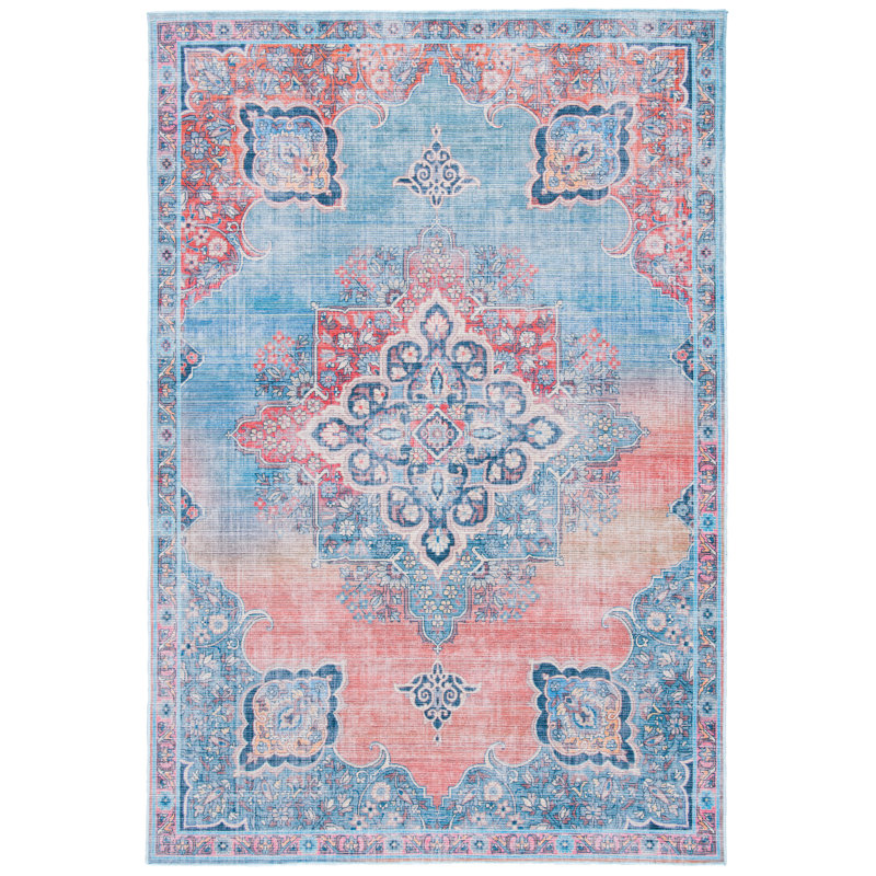 Demetrius Oriental Red/Blue Area Rug, Rectangle 9' x 12'
