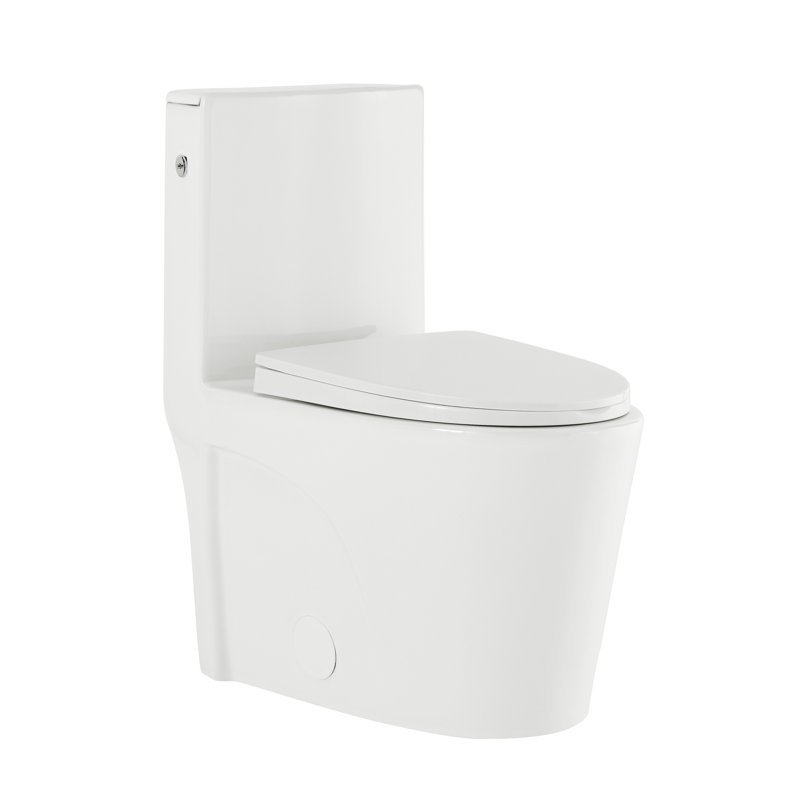 Toilette allongée une pièce sans contact 1,1 / 1,6 gallons St. Tropez, Blanc lustré, 12", Gauche