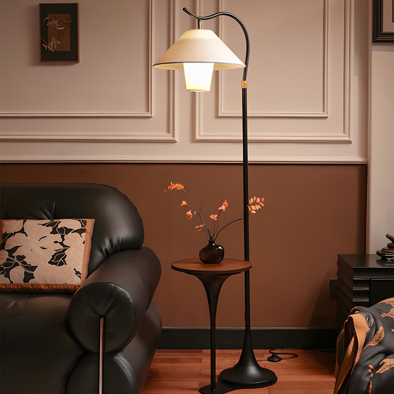 Black Solid Wood + Iron Free form Floor Lamps