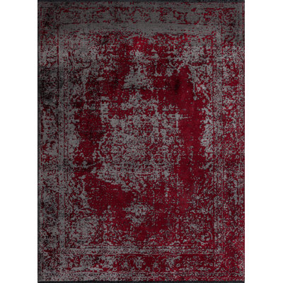 Rapture Gray/Red Oriental Luxury Area Rug