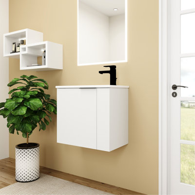 Meuble-lavabo de salle de bain avec lavabo 22 po pour petite salle de bain, meuble-lavabo flottant avec porte à fermeture douce