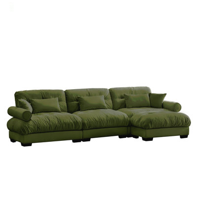 Super Comfort Oversized Modular Velvet Sectional Sofa Couch With Movable Ottoman,Corner Sectional With Bolstered Armrests, Deep Seat Cloud Couch, Convertible L Shaped Couch For Living Room