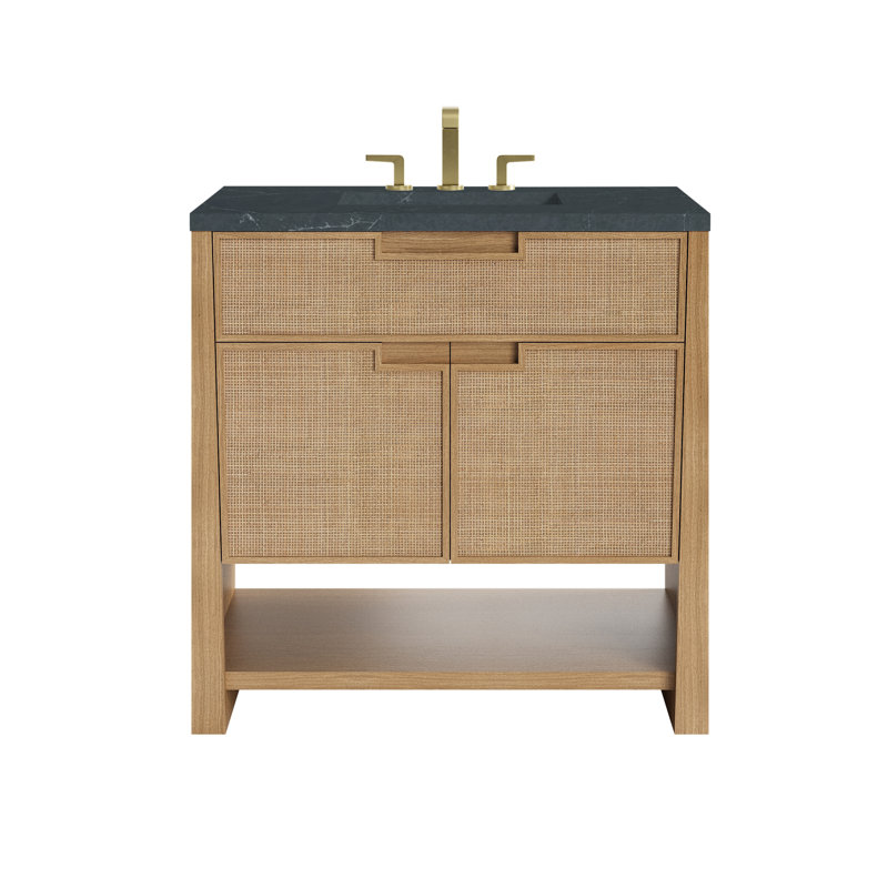 Solene 36'' Single Bathroom Vanity with Top, Charcoal Soapstone, Widespread