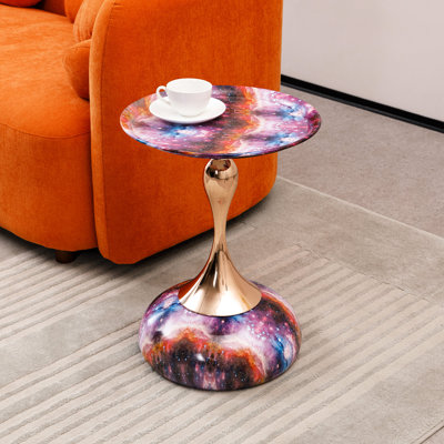 Table basse Tail, pièce de présentation en métal mauve