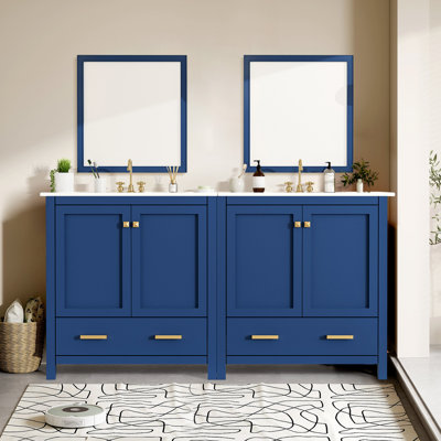 60" Bathroom Vanity Set With Double Vanities (separate),double Ceramic Sinks,(mirror Not Included)