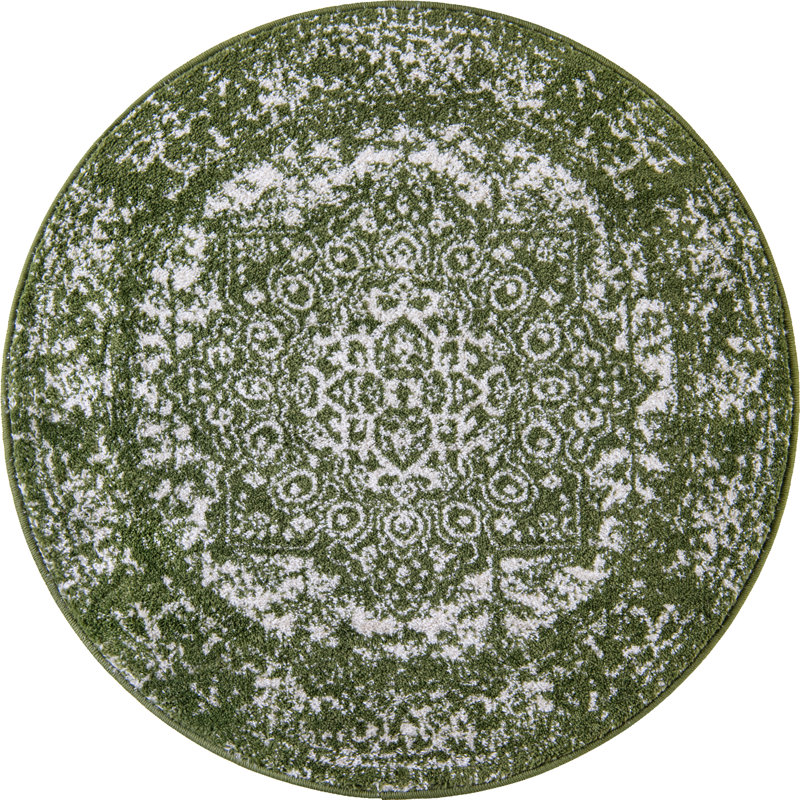 Giverny Green/White Rug, Round 99cm