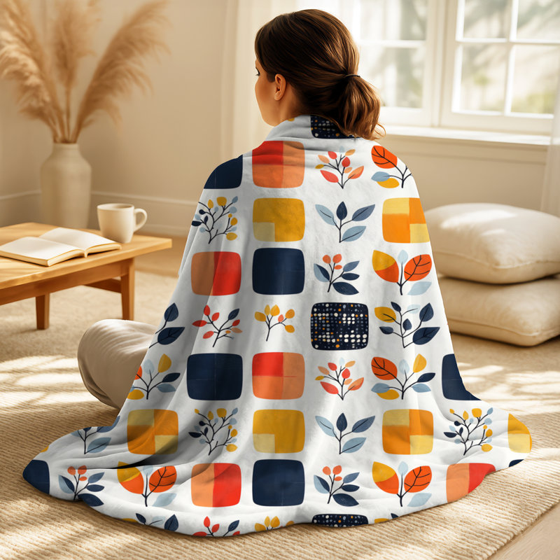 Minimal Quilt I - couverture en peluche patchwork jaune, jeté en molleton moderne