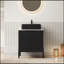 Meuble-lavabo sur pied 24 po avec lavabo, meuble de rangement autoportant, lavabo en céramique noire, comptoir blanc Carrara, portes à fermeture en douceur