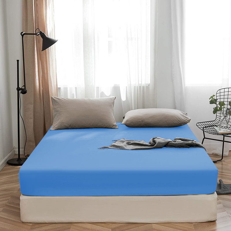 Super Soft 200 Thread Count Microfiber Brushed Fitted Bed Sheet, Light Blue, Single (3')