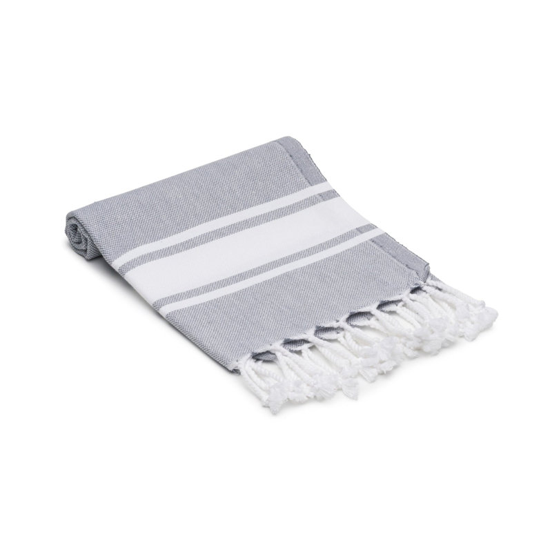 Ensemble de 4 essuie-mains en coton à rayures Mono, Gris