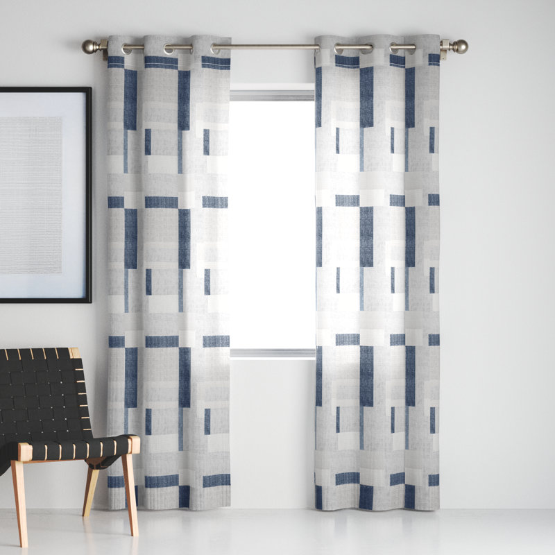 Kitson Semi Sheer Curtain Single Panel, 40" W x 84" L
