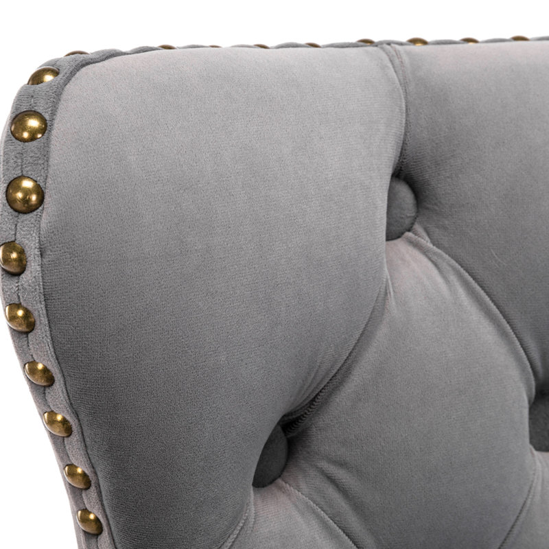 Confortable, gris, siège réglable de 25 à 33 pouces, base 17,7, rivets martelés à la main pour la salle à manger, tabourets de bar Modern Home, velours gris, hauteur du siège 25 à 33, dossier, de 2