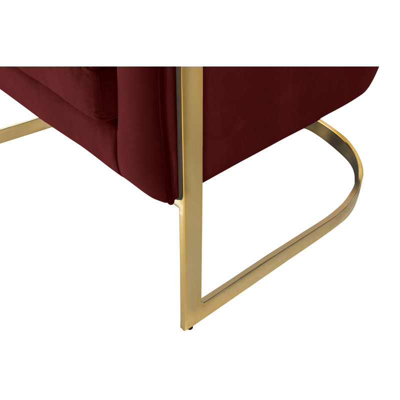 Fauteuil demi-tonneau en velours 30 po Carter, Velours bourgogne