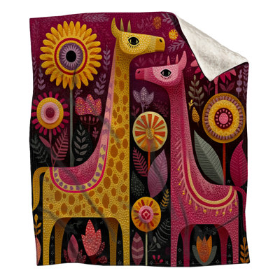 Girafes stylisées avec couvertures de fleurs