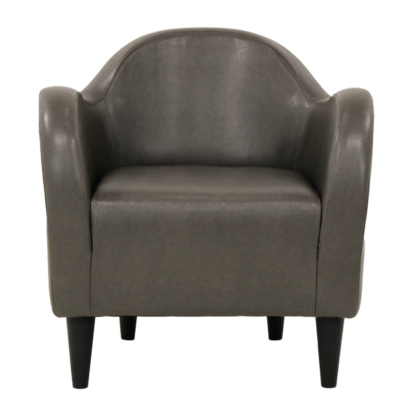 Fauteuil demi-tonneau l 30,5 po Tangier, Similicuir gris